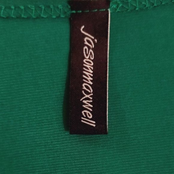 Jason Maxwell Emerald Green Short Sleeve Cowl Neck, Layered Front Top Size S - Picture 4 of 5